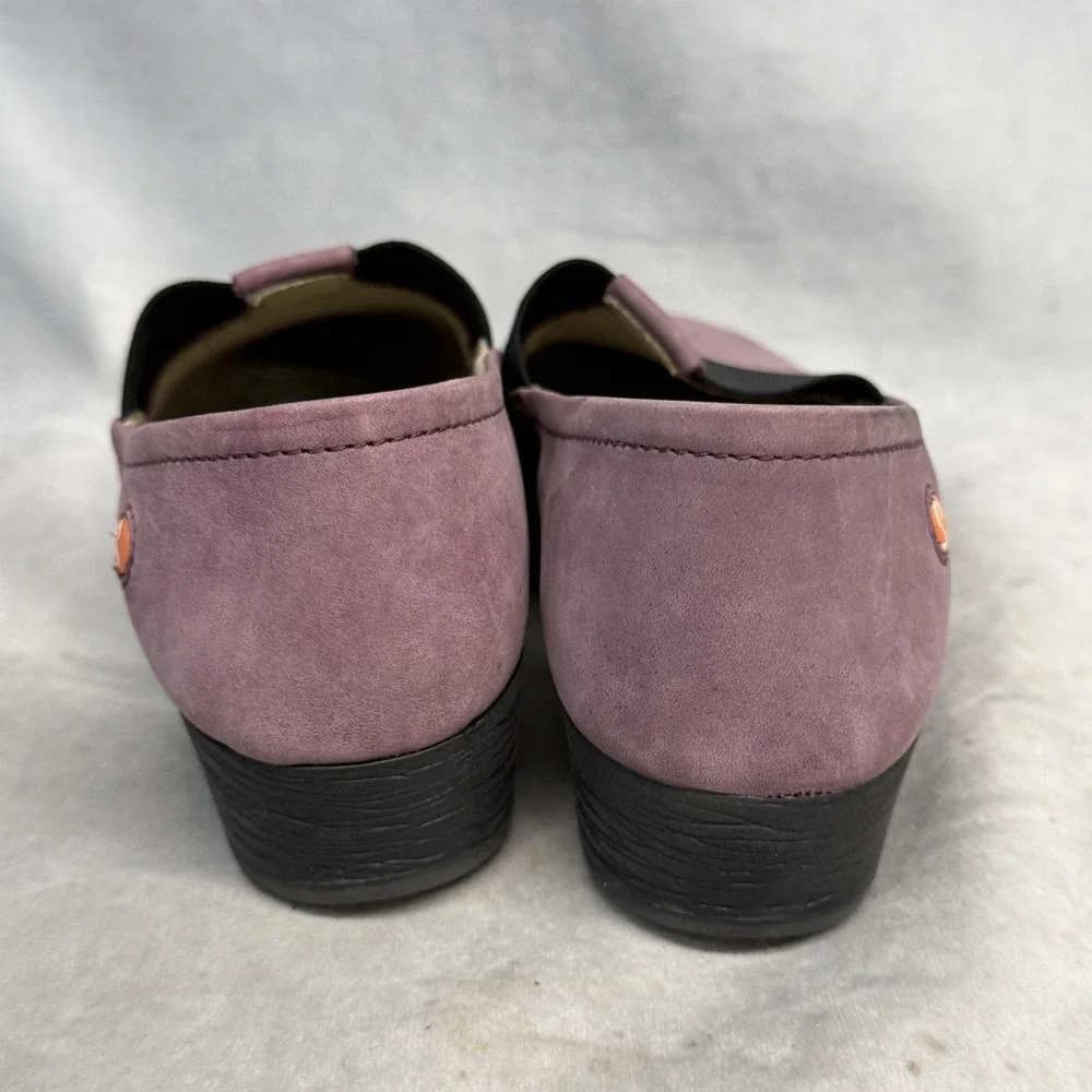 Softinos Shoes Womens Size 7.5 Purple Leather Slip On Comfort‎ Wedge Casual